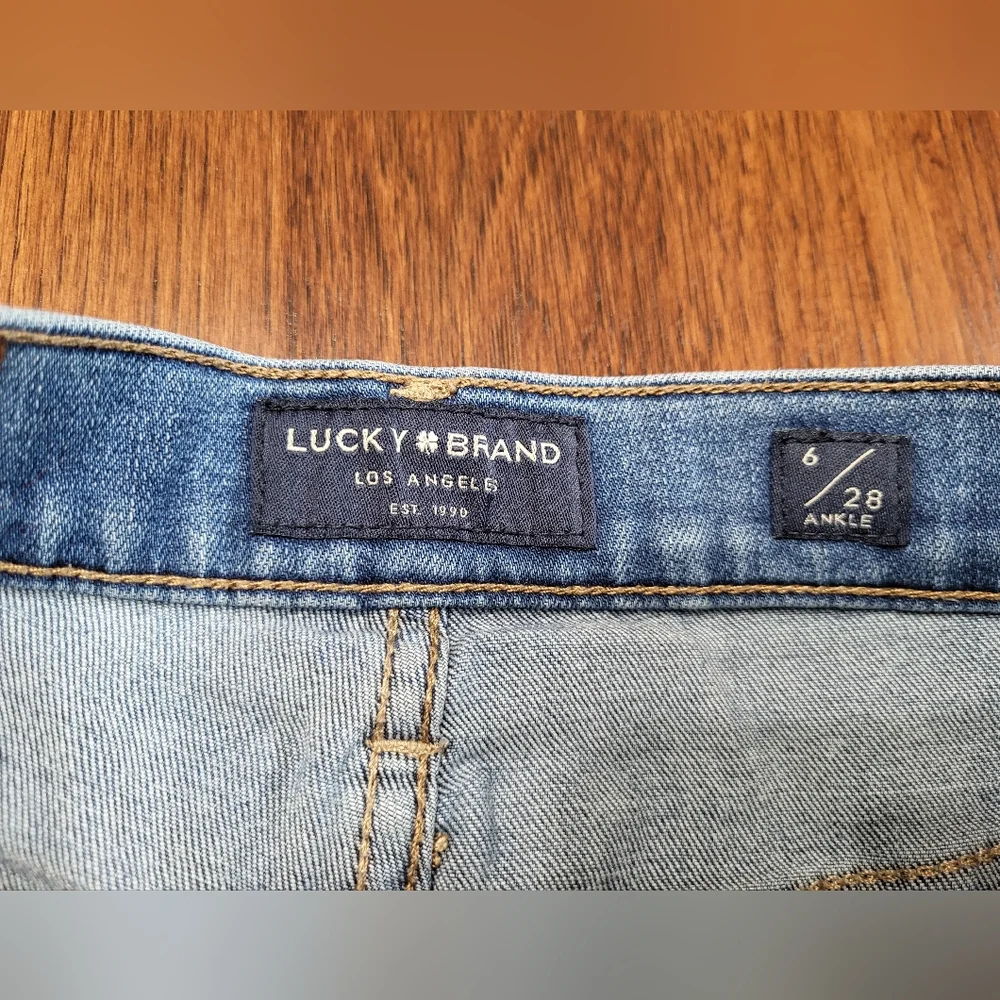 Lucky Brand Mid Rise Skinny Ava Distressed Raw Hem Ankle Women's Jeans 6/28